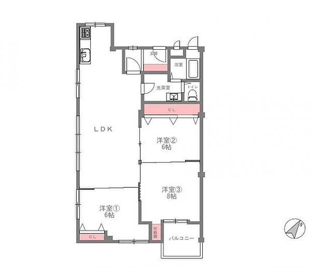 東山ハイツ(3LDK) 8階の間取り