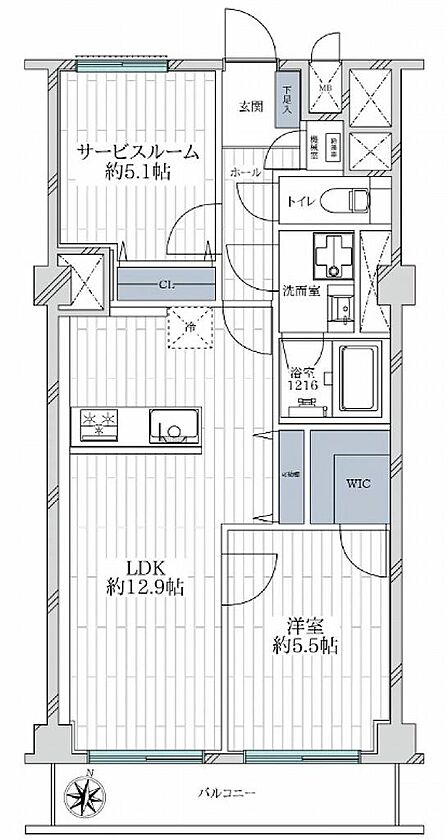 専有面積:61.05m2 バルコニー面積:6.6m2 1LDK+Sタイプ 4階南東向き住戸 新規リノベーション済み エレベーター完備