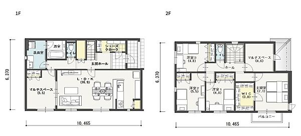三井セレクトホームにてシミュレーション間取り図(27.47坪　90.82m2　3LDK　２階建　税込38,501,320円)