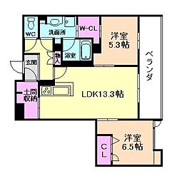 シャーメゾン　ケー 2階2LDKの間取り