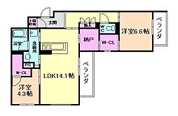 シャーメゾン ケー 2SLDKの間取図画像