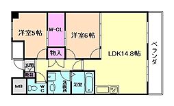グリーンヒル 2LDKの間取図画像