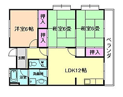 第2ハイツ箕面 3LDKの間取図画像