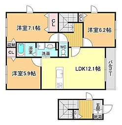 カーサヴェルデB 3LDKの間取図画像