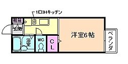 ログイン箕面 1Kの間取図画像
