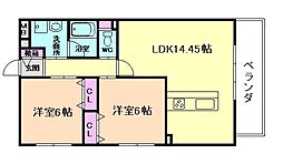 ペンギンズマンション箕面新稲 2LDKの間取図画像