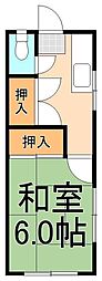 伊藤コーポB 1Kの間取図画像