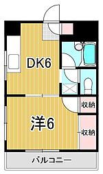 フラワーヒルズ 1DKの間取図画像