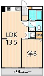 エスポワール東和第2 5階1LDKの間取り