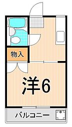 第3青山マンション 1階1Kの間取り