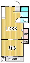 岡澤コーポ 1LDKの間取図画像