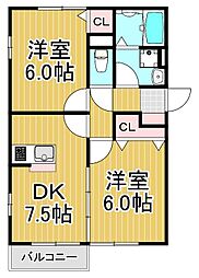 シャルマン 2DKの間取図画像