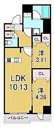S-RESIDENCE綾瀬-rivie 2LDKの間取図画像