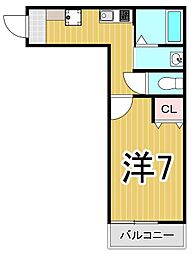 クルールエスポワールネオ 1Kの間取図画像