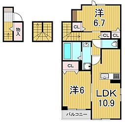 パラッツオ ビアンカ 2LDKの間取図画像
