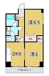 綾瀬リージェントマンション 2DKの間取図画像