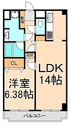 綾東ヴィレッジ弐番館 1LDKの間取図画像