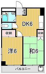 亀有中川マンション 2DKの間取図画像
