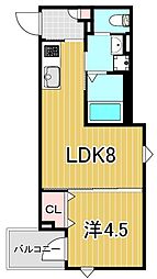 足立区六町3丁目アパート 1LDKの間取図画像