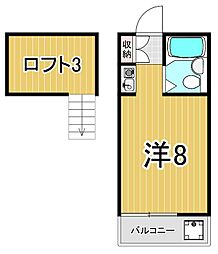 ブルーメヤツカ27 ワンルームの間取図画像