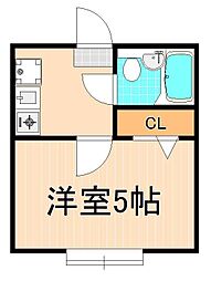綾瀬ピースベルS 1Kの間取図画像