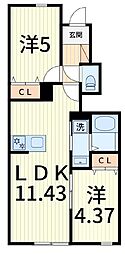 リーブルファイン足立辰沼 2LDKの間取図画像
