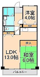 フレール綾瀬1 2LDKの間取図画像