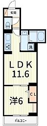 セレスティア大谷田V 1LDKの間取図画像