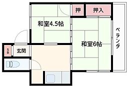 第二新中川荘 2Kの間取図画像