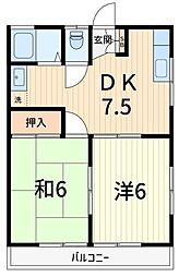 ハイツ豊 2DKの間取図画像