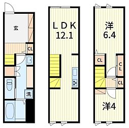 MOK-TERRACE AOI 2LDKの間取図画像