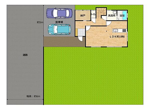 【リフォーム中】区画図です。広々としたお庭では、家庭菜園でしたり、ワンちゃんをのびのびと走らせてあげたりできそうですね。