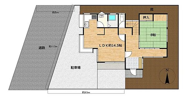 【リフォーム中】外構図です。既存の駐車スペースに加えて、西側のフェンス等を撤去して、間口を拡張いたします。