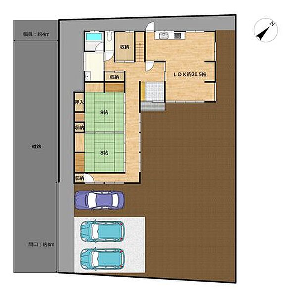 【リフォーム中】区画図です。お車3台まで駐車可能です（車種によります。）