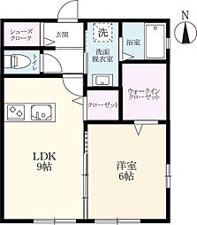 HARU48 1階1LDKの間取り