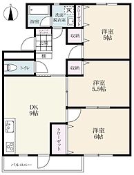 ハイアート弐番館 4階3DKの間取り