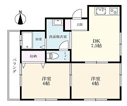 レジデンス小城 2階2DKの間取り