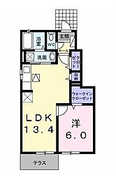 エレンシアＭ 1階1LDKの間取り