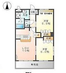 クレール 1階2LDKの間取り