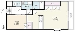 キャトルセゾン 1LDKの間取図画像