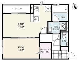 エイトヒルズ2B 1LDKの間取図画像