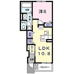 ディアレストB 1LDKの間取図画像