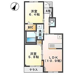 フィールリバーヒルズ5 2LDKの間取図画像