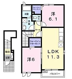 ラディアント・ガーデンA 2LDKの間取図画像