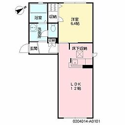 KMコートA 1LDKの間取図画像