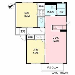 KMコートB 2LDKの間取図画像