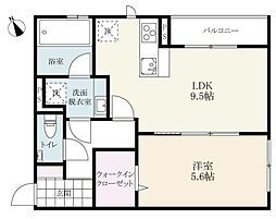 エイトヒルズ2B 1LDKの間取図画像