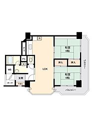 メトロハイツ今里 2LDKの間取り