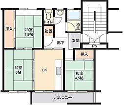 狭山住宅1号棟 3DKの間取図画像