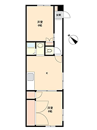 ビッグバーンズマンション八軒 2DKの間取図画像